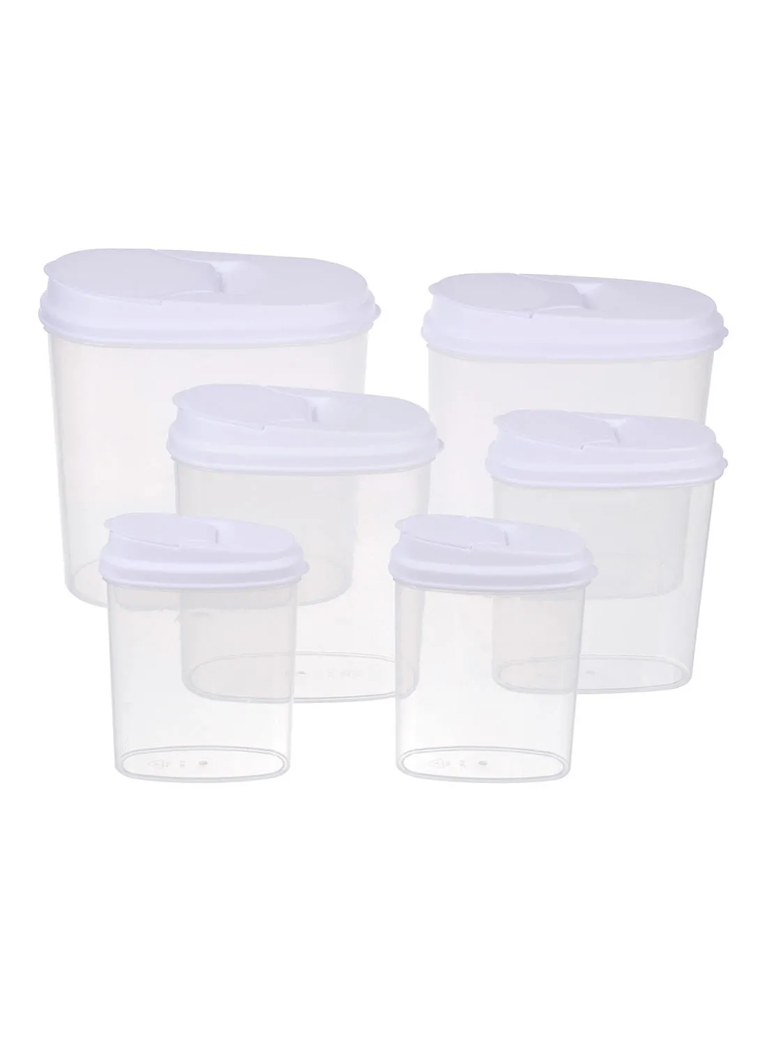 Amal 6 Piece Plastic Food Container Set - Easy Pour Lids - Food Storage Box - Storage Boxes - Kitchen Cabinet Organizers - White