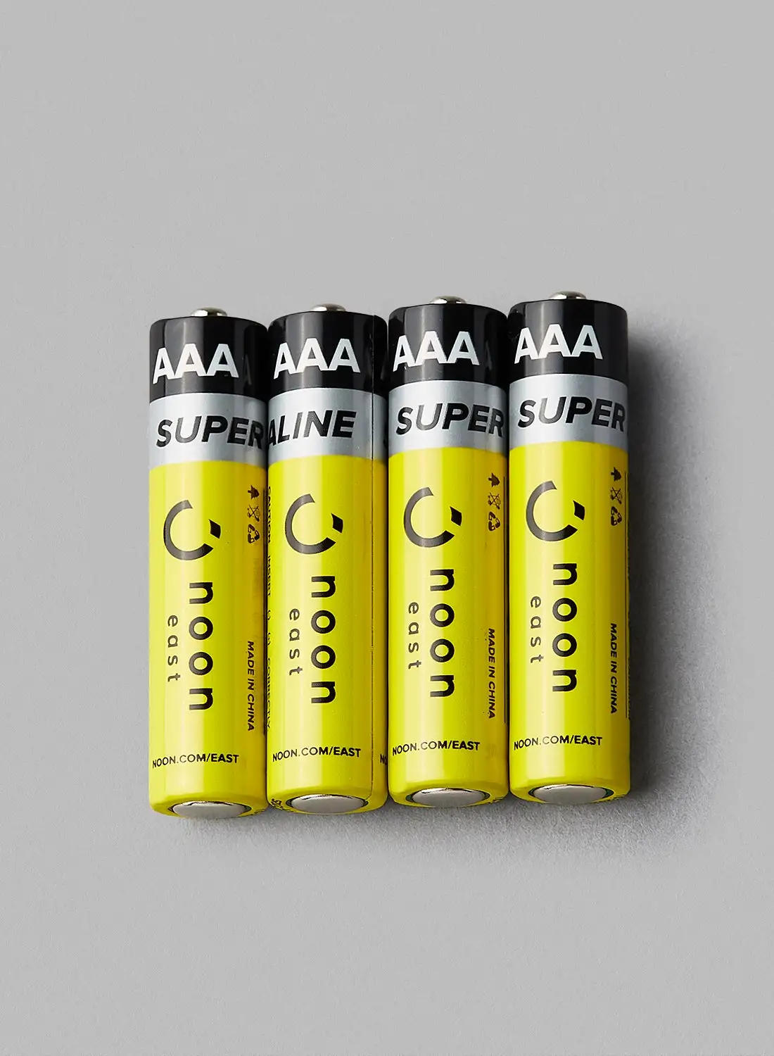 noon east 4-Piece LR03 AAA Alkaline Battery Set Yellow/Black