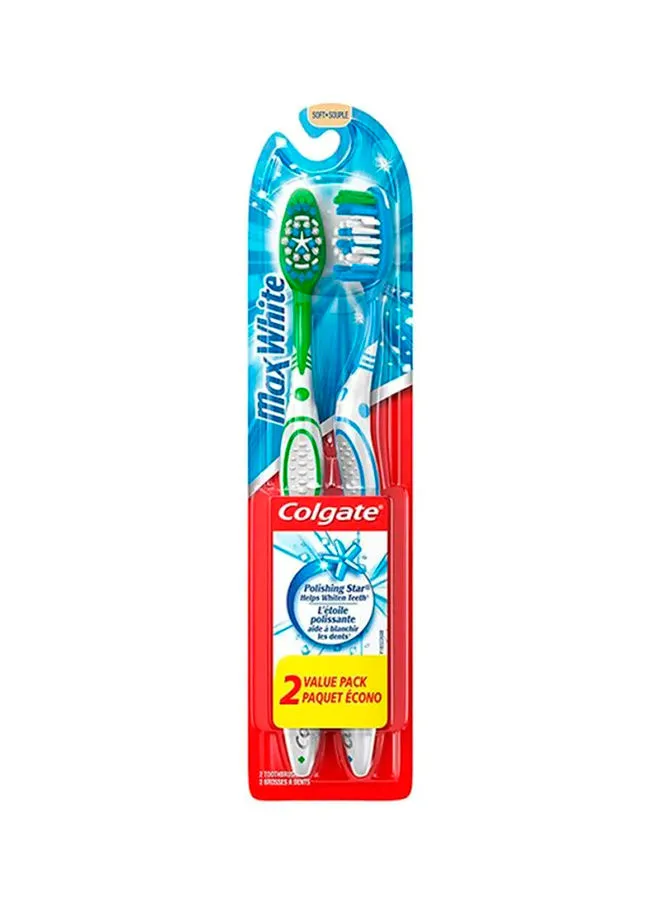 Colgate Pack Of 2 Max White Whitening Multipack Toothbrush Multicolour