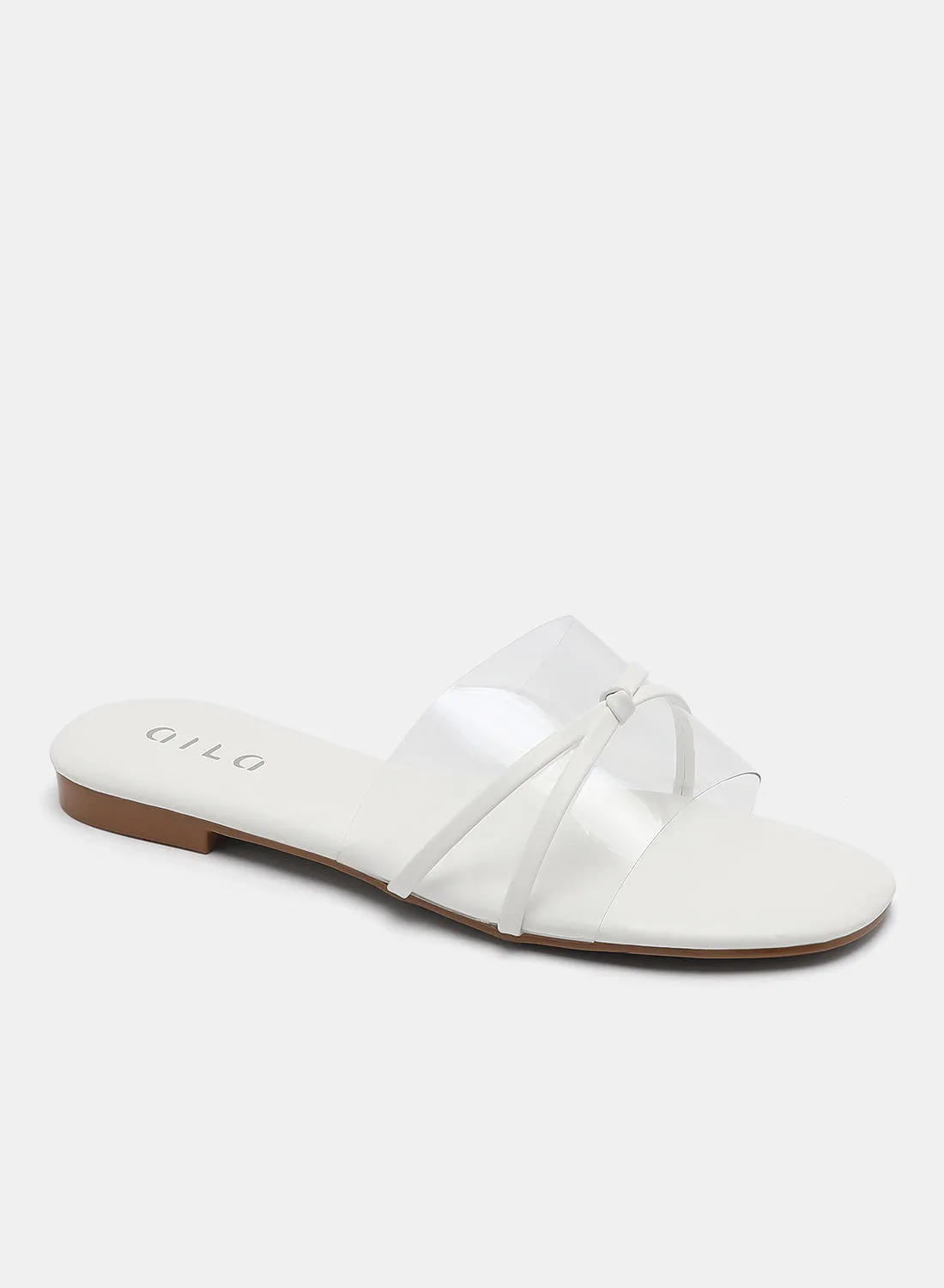 Aila Slip-On Casual Flat Sandals White