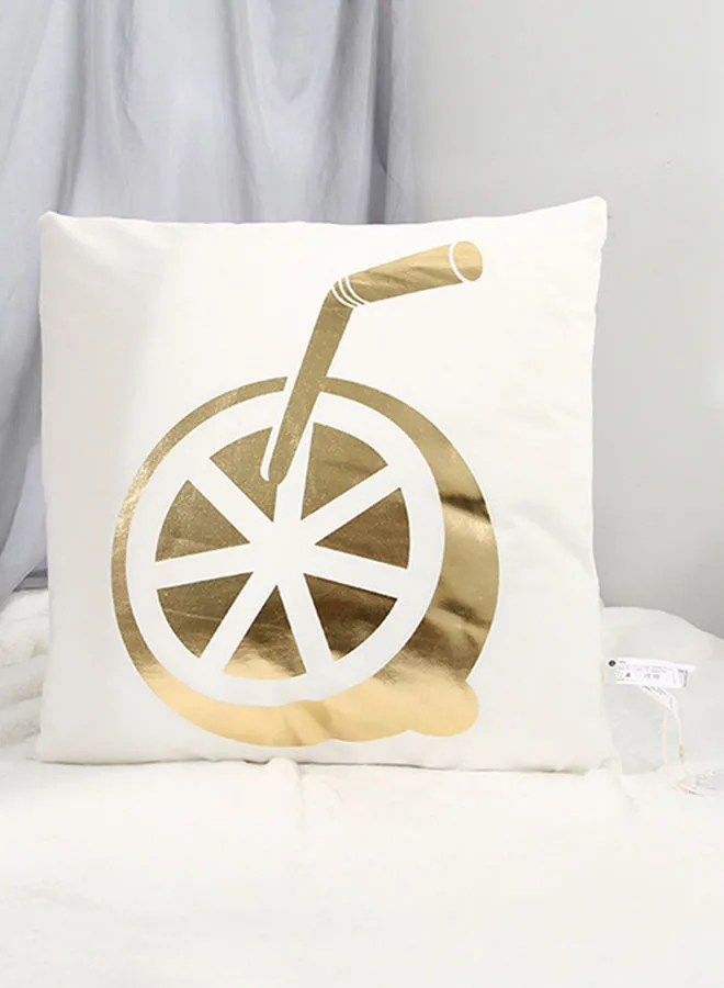 XIMI VOGUE Printed Throw Pillow White/Gold