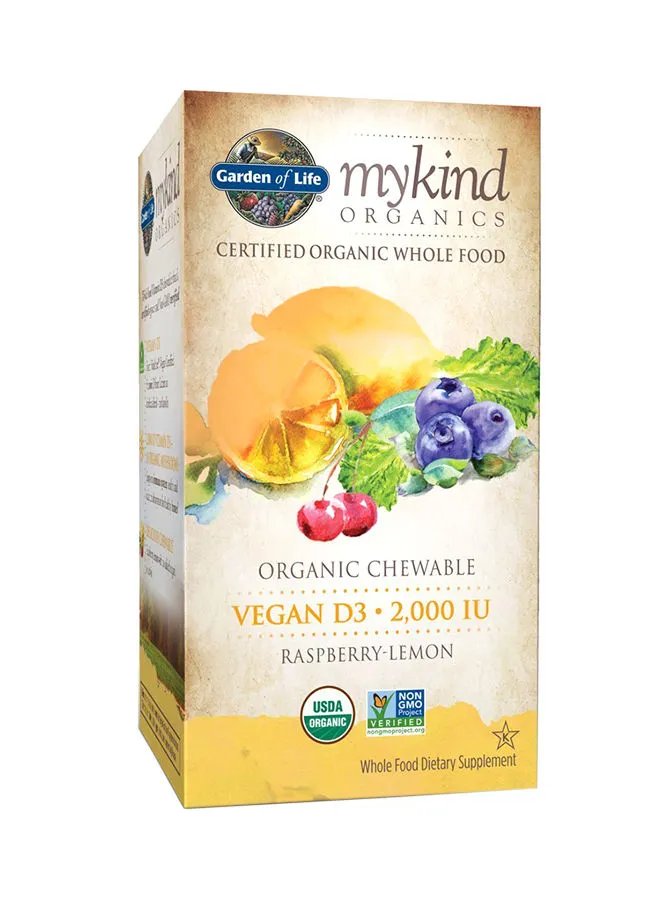 Garden of Life Mykind Organics Chewable Vegan D3 Raspberry And Lemon