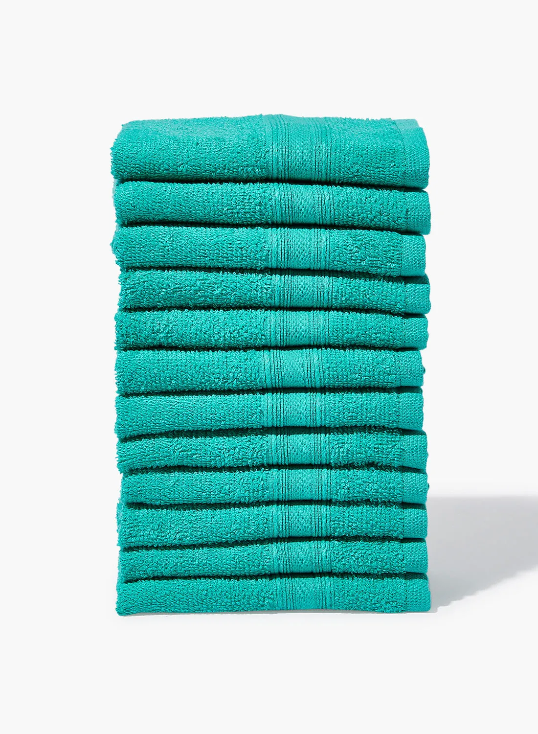 Amal 12 Piece Face Towel Set - 400 GSM 100% Cotton Terry - Emerald Color - Quick Dry - Super Absorbent