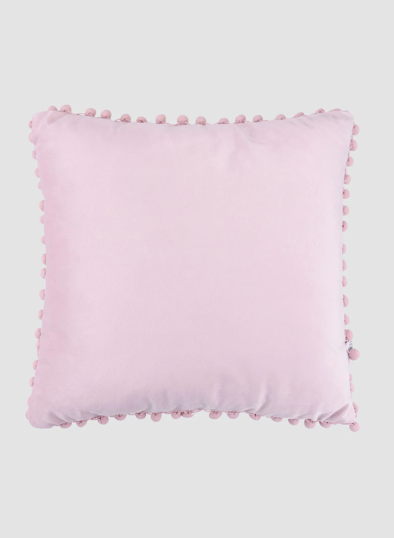 Switch Velvet Cushion  with Pom-poms, Unique Luxury Quality Decor Items for the Perfect Stylish Home Pink 45 x 45cm