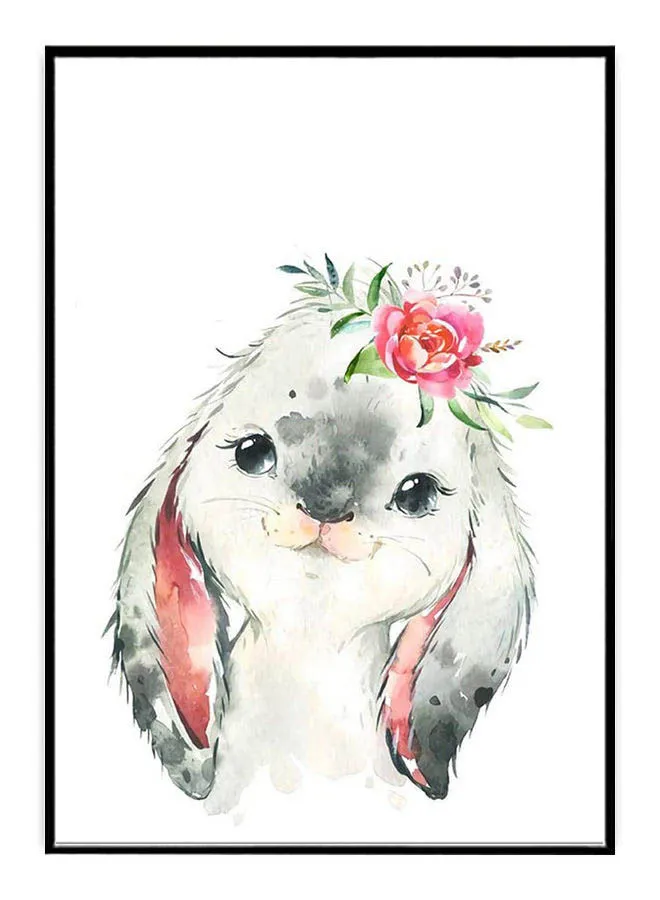 DECOREK Rabbit Printed Canvas Painting Multicolour 57 x 71 x 4.5centimeter