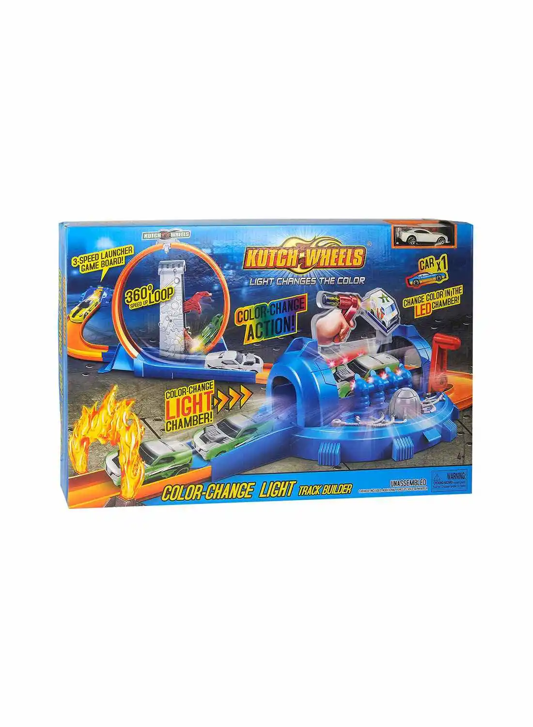 KUTCH WHEELS Racing Track Builder Set + Car With Magic Color Change Technology Multicolour
