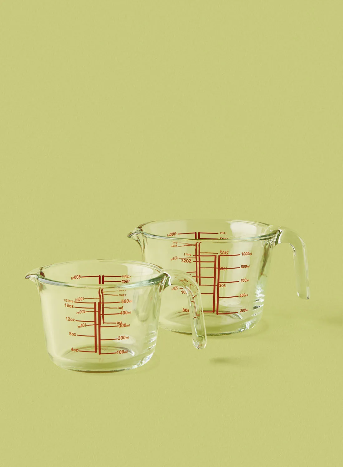 noon east 2 Piece Glass Measuring Cups - Heat Resistant - Oven Safe - Standard Cups - Kitchen Accessories - Mixing Bowl - Clear