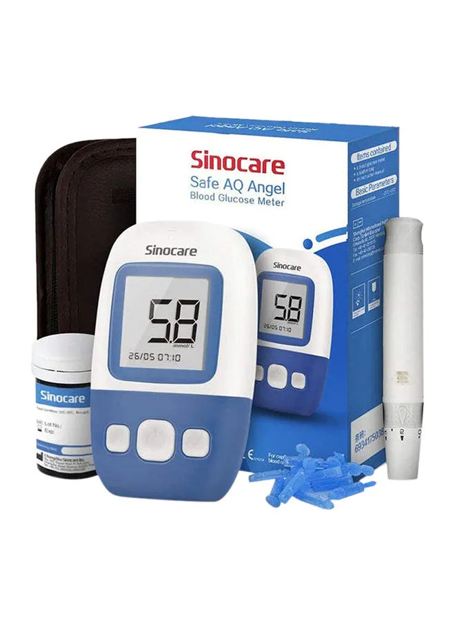 SINOCARE Safe AQ Angle Blood Glucose Monitoring System With 50 Test Strips And Lancets