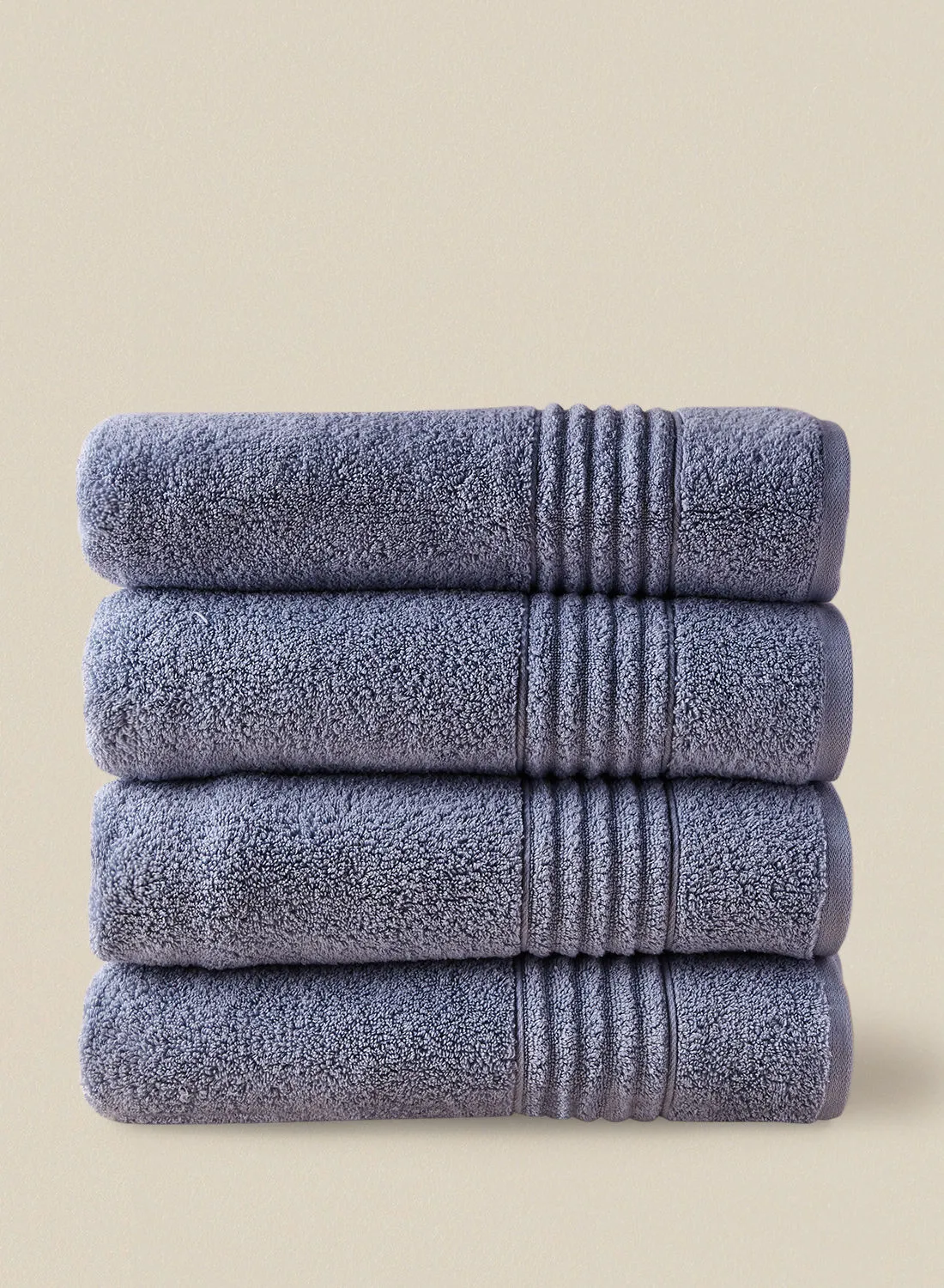 noon east 4 Piece Bathroom Towel Set - 500 GSM 100% Cotton - 4 Bath Towel - Blue Color - Highly Absorbent - Fast Dry