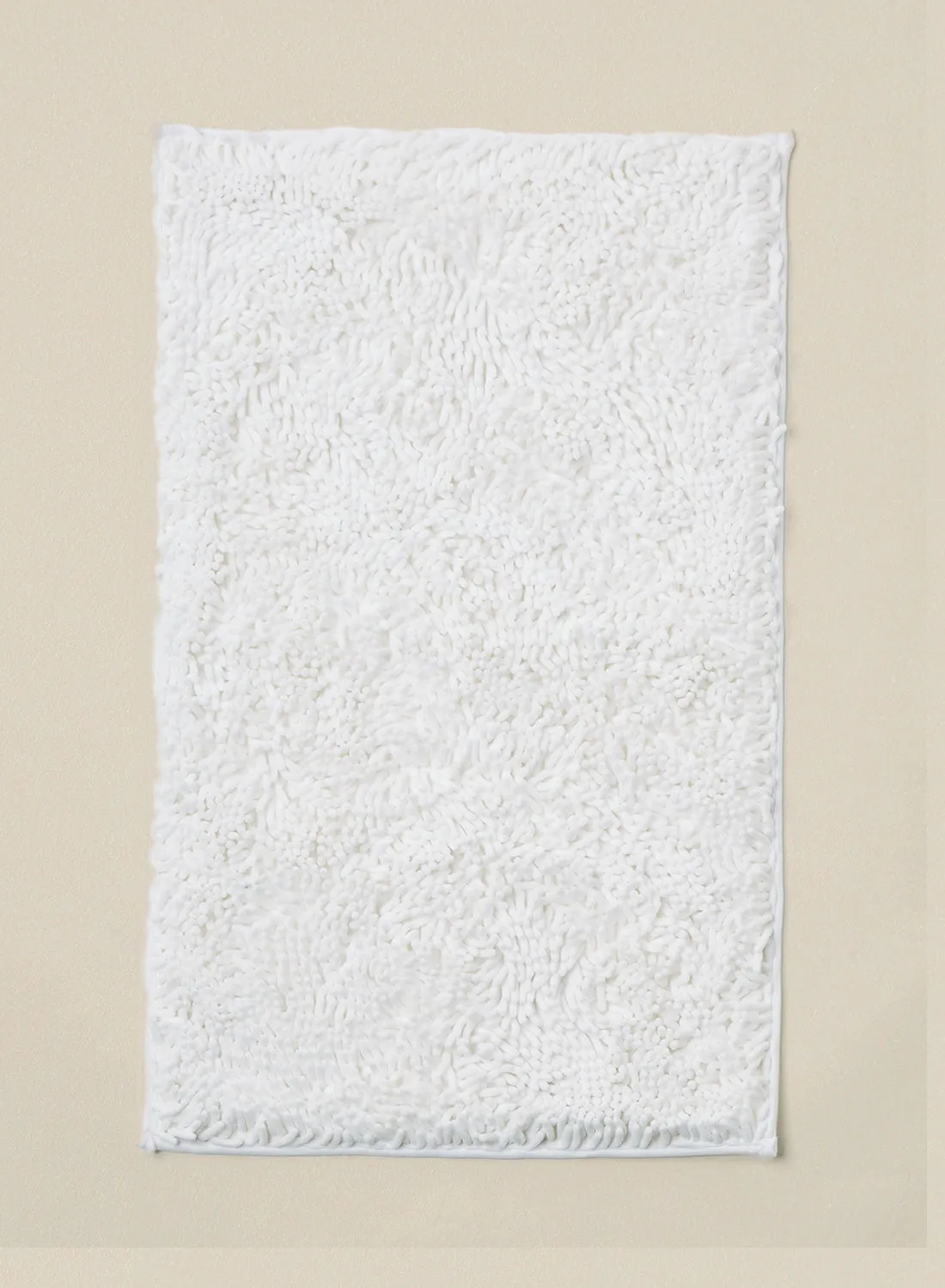 noon east Bath Mat - 50X80 Cm - Shaggy - White Color - Bathroom Mat Anti-Slip