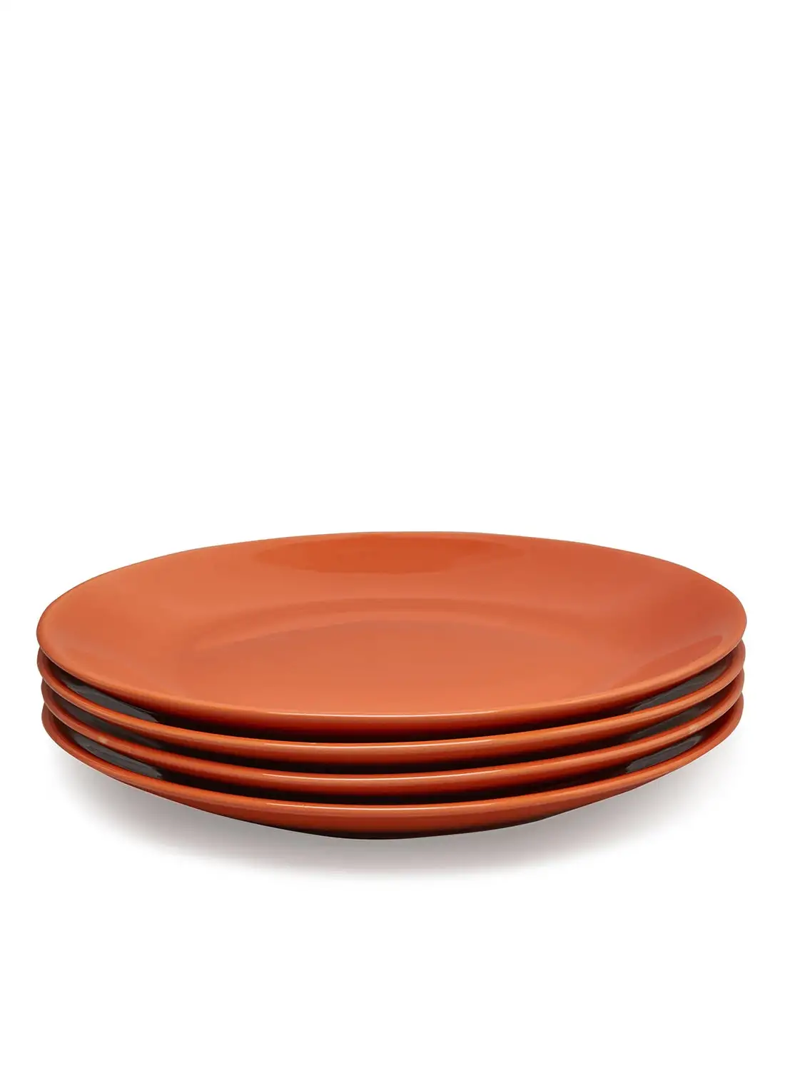 noon east 4 Piece Stoneware Dinner Plates Set - Dishes - Plates - Plate Set - Dinner Set - Ceramic Plate - Dinner Plate - Serves 4 - Rust