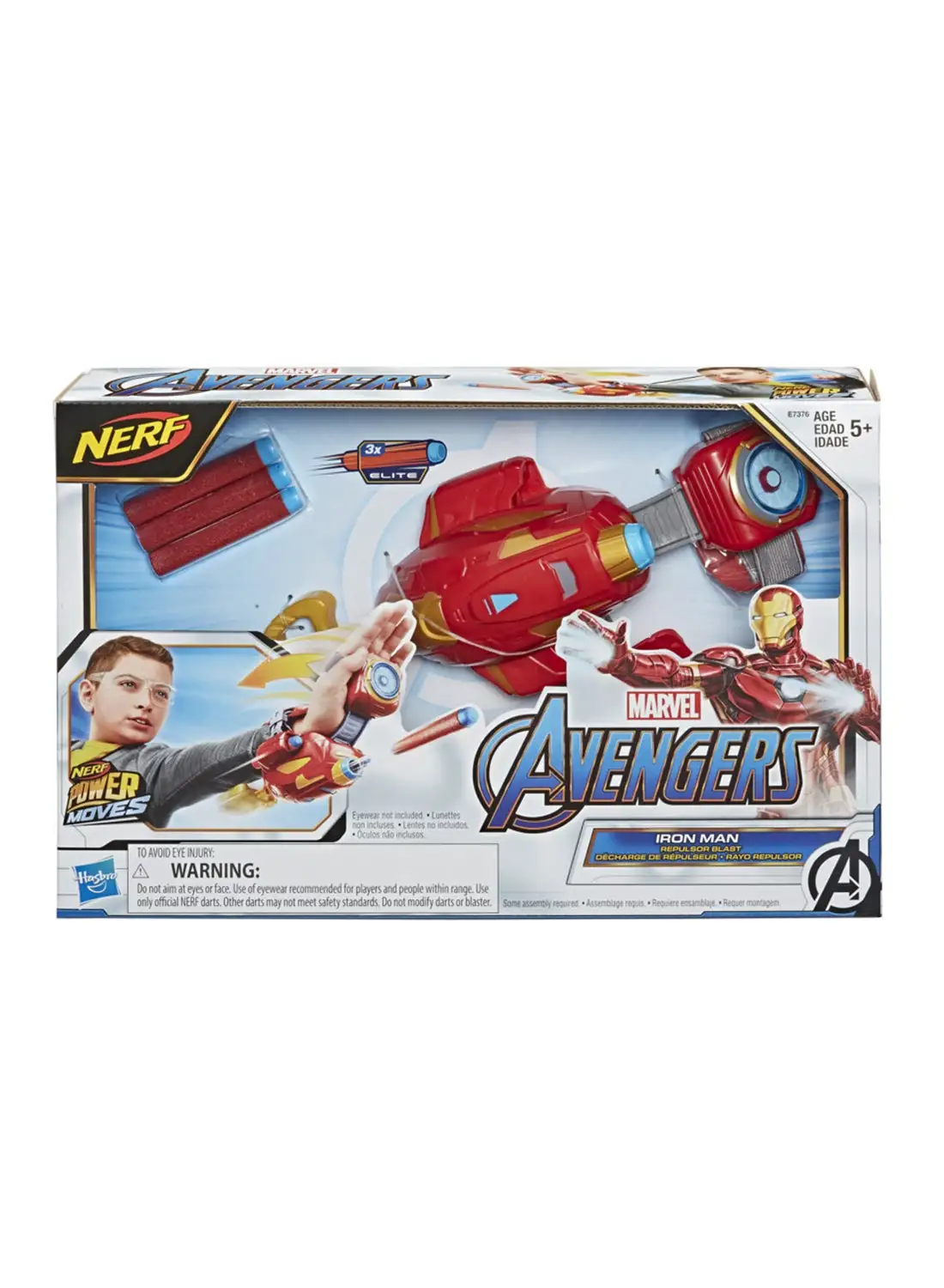 MARVEL Nerf Power Moves Marvel Avengers Iron Man Repulsor Blast Gauntlet Nerf Dart-Launching Toy For Kids Roleplay, Toys For Kids Ages 5 And Up