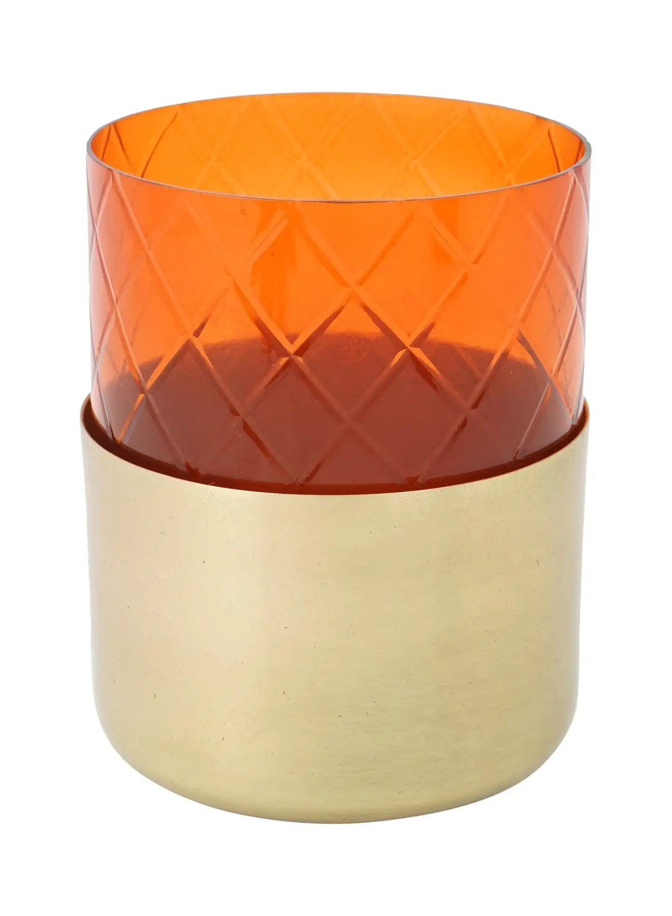 ebb & flow T-Light Holder With Star Cutting Glass Unique Luxury Quality Scents For The Perfect Stylish Home Orange 8.25 x 8.25 x 10cm