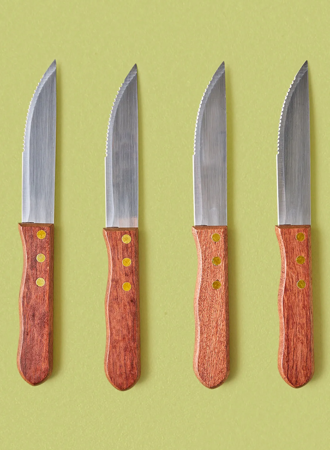 noon east Stainless Steel Steak Knife Silver/Brown 4-Piece Knives Set