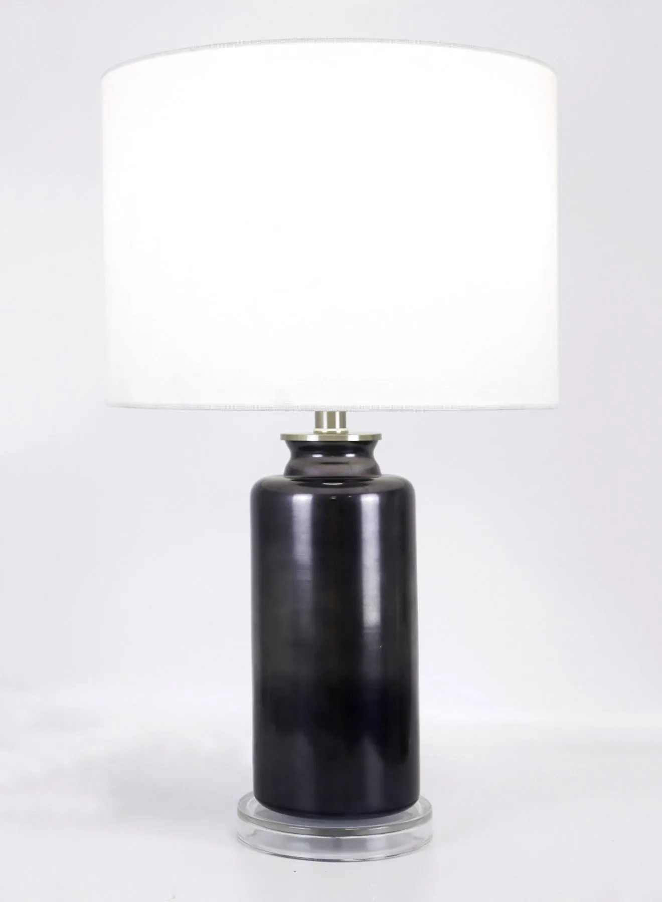 مصباح طاولة زجاجي بتصميم عصري من ebb & flow مادة فاخرة فريدة من نوعها ذات جودة عالية لمنزل أنيق مثالي RSN71035 رمادي غامق 14 × 23.5