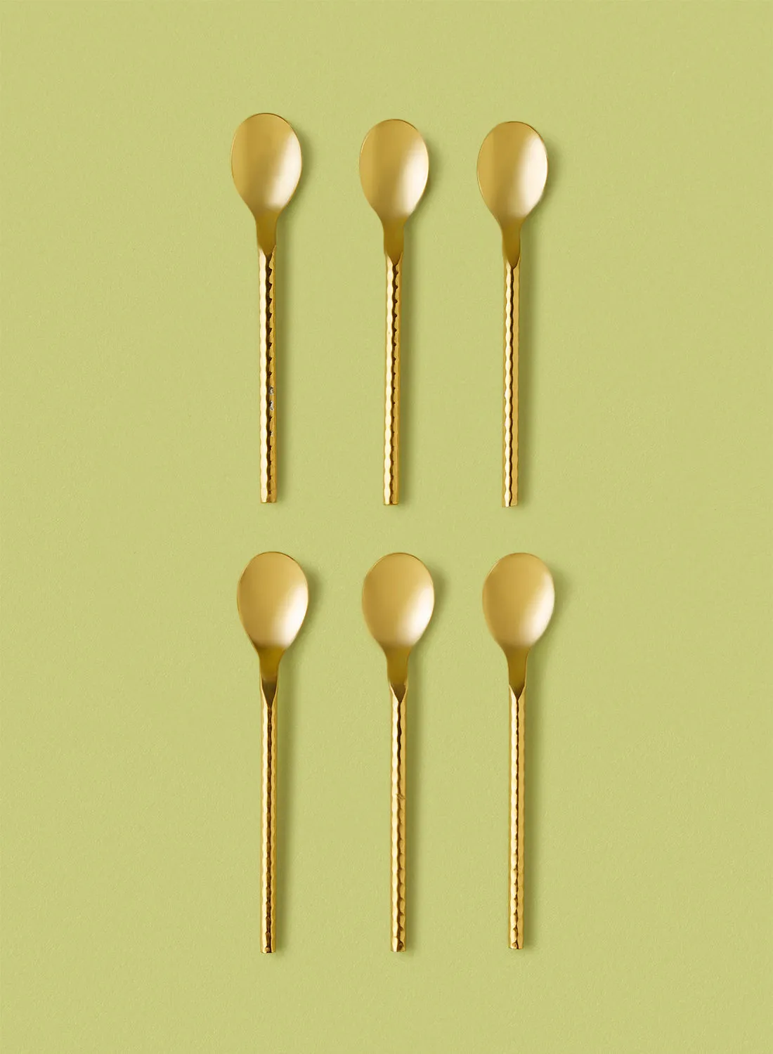 noon east 6 Piece Teaspoons Set - Made Of Stainless Steel - Silverware Flatware - Spoons - Spoon Set - Tea Spoons - Serves 6 - Design Gold
