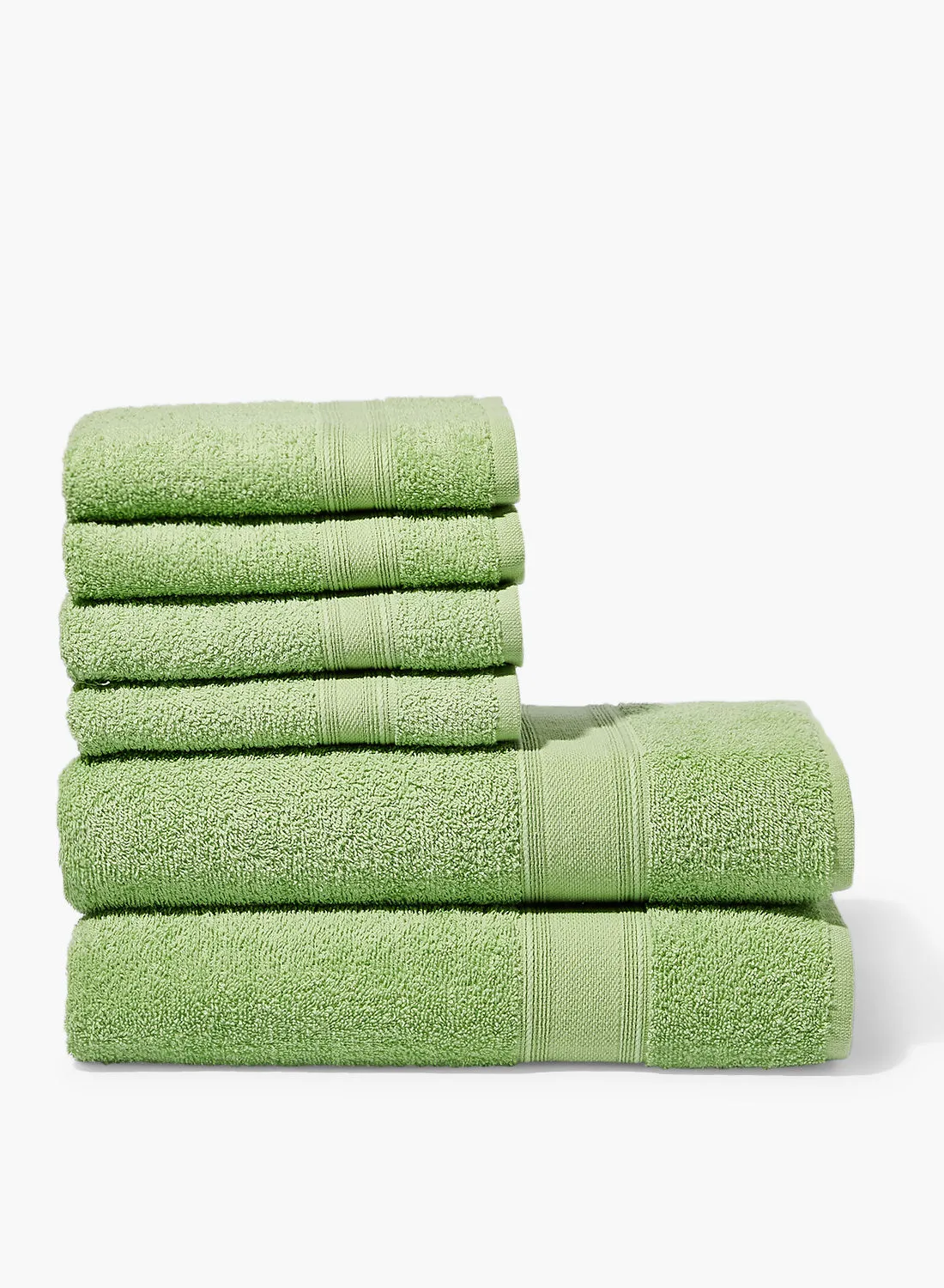 Amal 6 Piece Bathroom Towel Set - 400 GSM 100% Cotton Terry - 2 Hand Towel - 4 Bath Towel - Green_Apple Color -Quick Dry - Super Absorbent