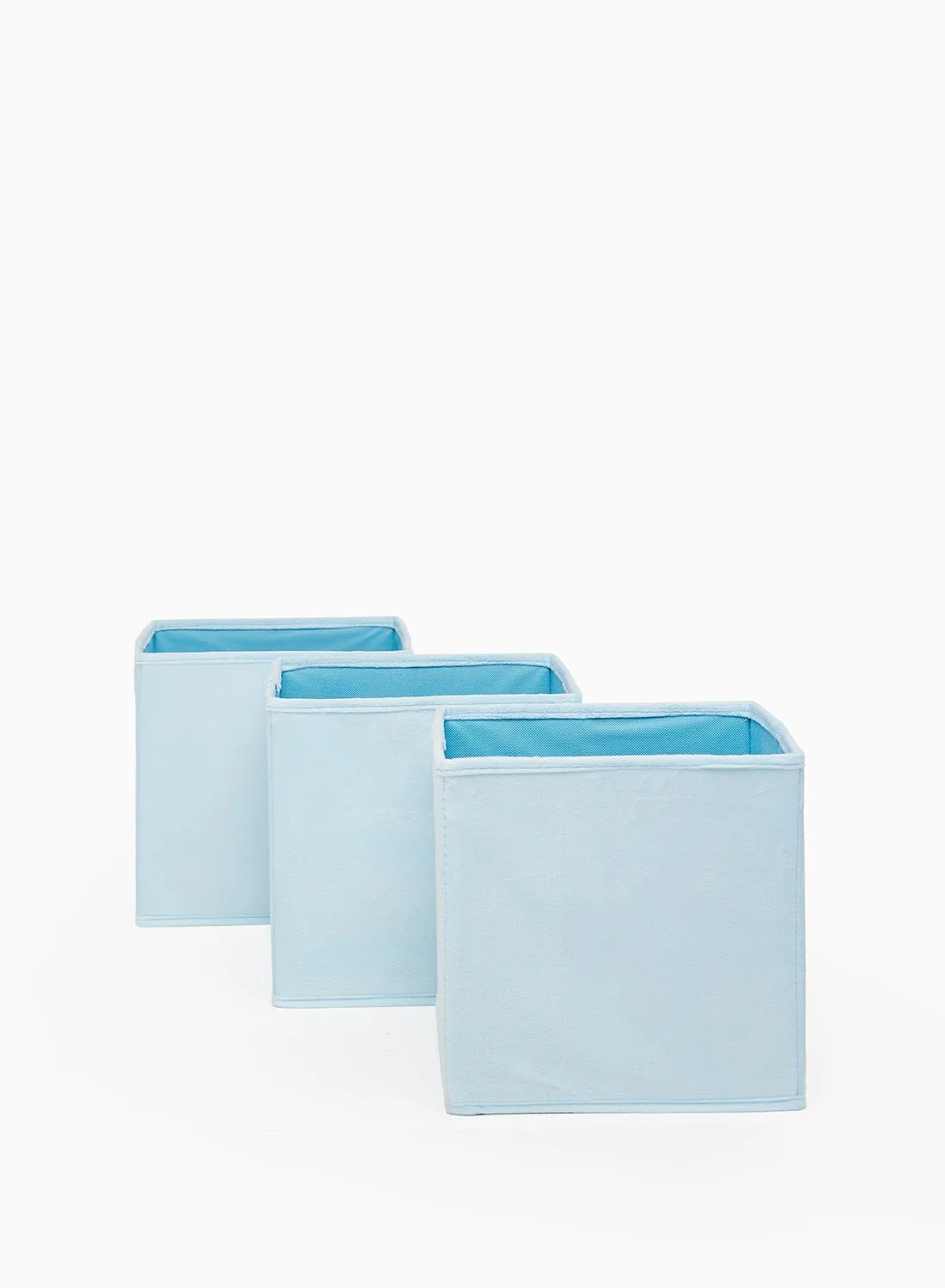 Amal 3 Pack Foldable Cube Storage Bin For Clothes Storage In Closet, Easy Collapsible, Sturdy Fabric, Home Or Office Use, Easy To Carry And Space Saver light blue 25X25X25cm