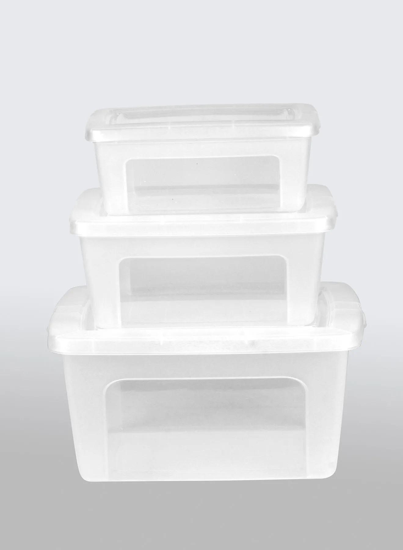 Amal 3 Piece Storage Box Set Easy Find Vented Lids Food Storage Containers durable container walls for everyday use TG54975S3 Clear 19 x 39 x 30cm
