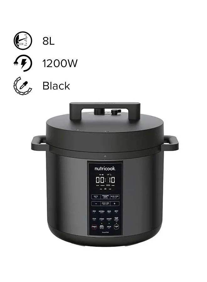 nutricook 9 In 1 Multi Use Smart Pot 2 Pressure Cooker 8 L 1200 W SP208K Black