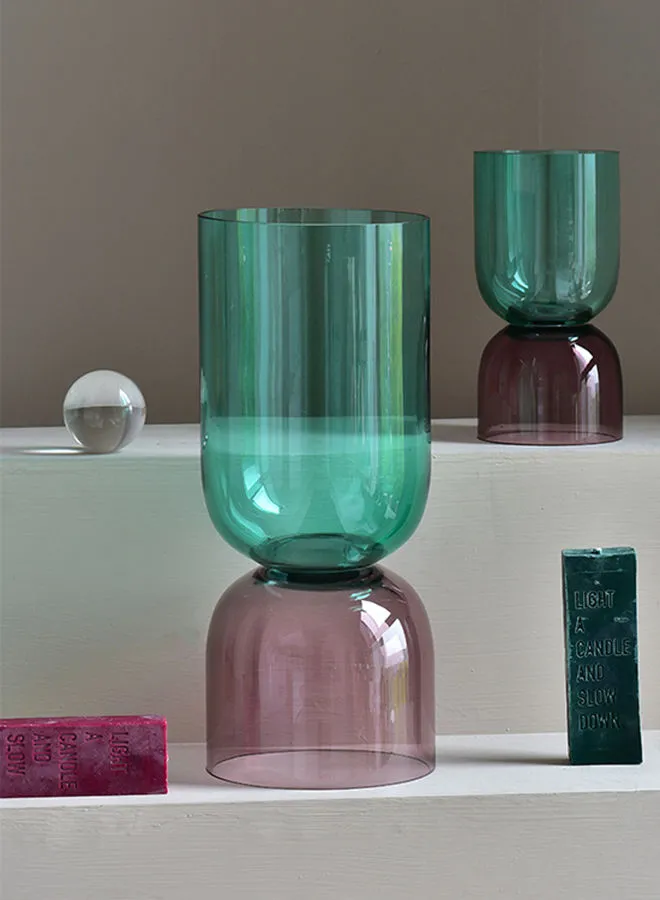 ebb & flow Handmade Glass Flower Vase Unique Luxury Quality Material For The Perfect Stylish Home BX19-3716-203Z Pink/Green 37cm