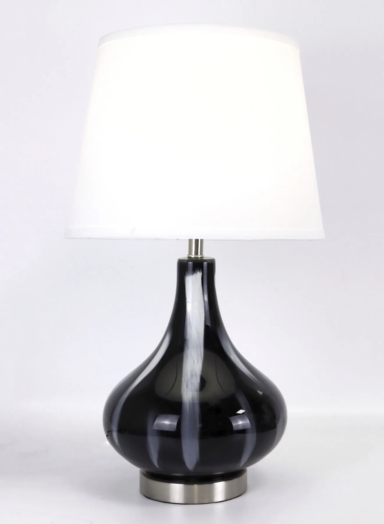 مصباح طاولة زجاجي بتصميم عصري من ebb & flow مادة فاخرة فريدة من نوعها ذات جودة عالية لمنزل أنيق مثالي RS-N71009-D أزرق / أبيض 13 × 22.5