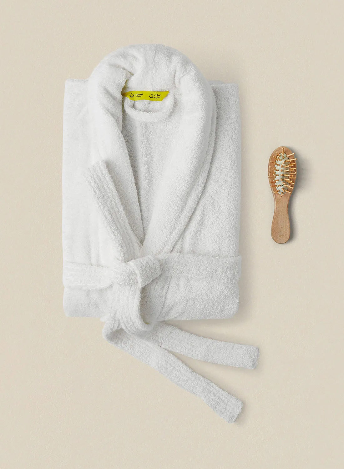 noon east Bathrobe - 400 GSM 100% Cotton Terry Silky Soft Spa Quality Comfort - Shawl Collar & Pocket - White Color - 1 Piece