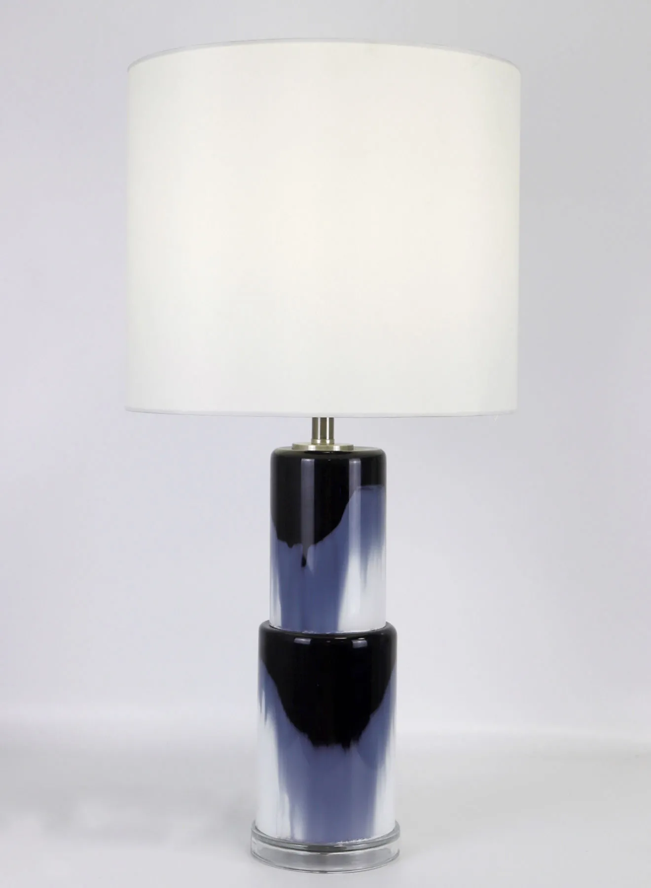 مصباح طاولة زجاجي بتصميم عصري من ebb & flow مادة فاخرة فريدة من نوعها ذات جودة عالية للمنزل الأنيق المثالي RSN71033 أزرق / أبيض 13 × 26