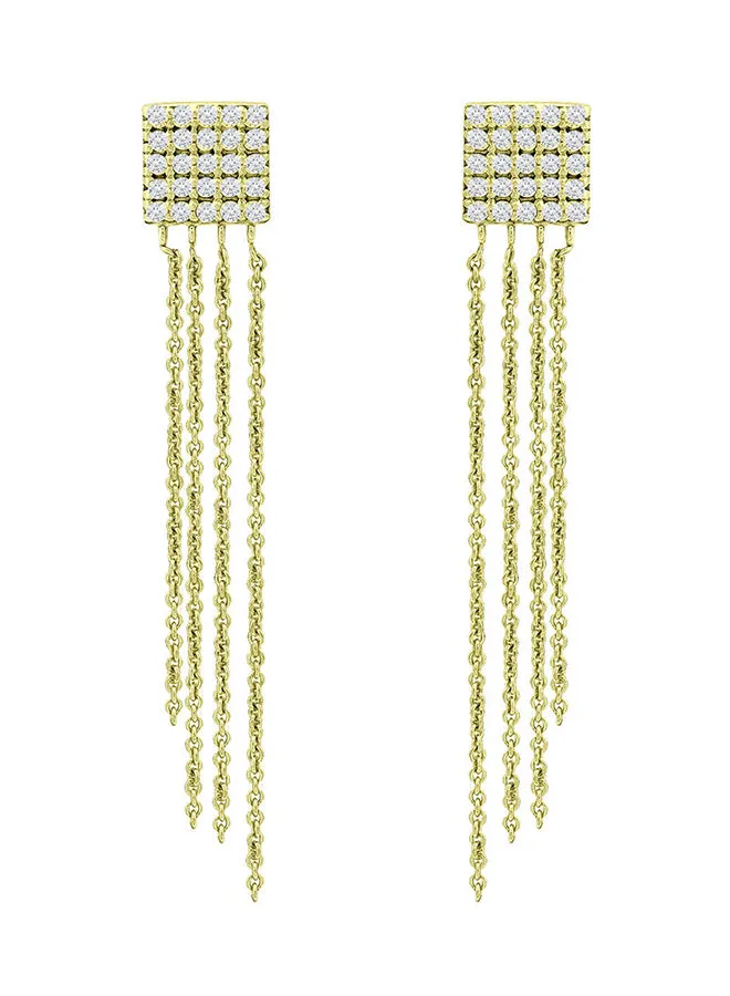 Aila Elegant Design Brass Cubic Zirconia Dangle Earrings