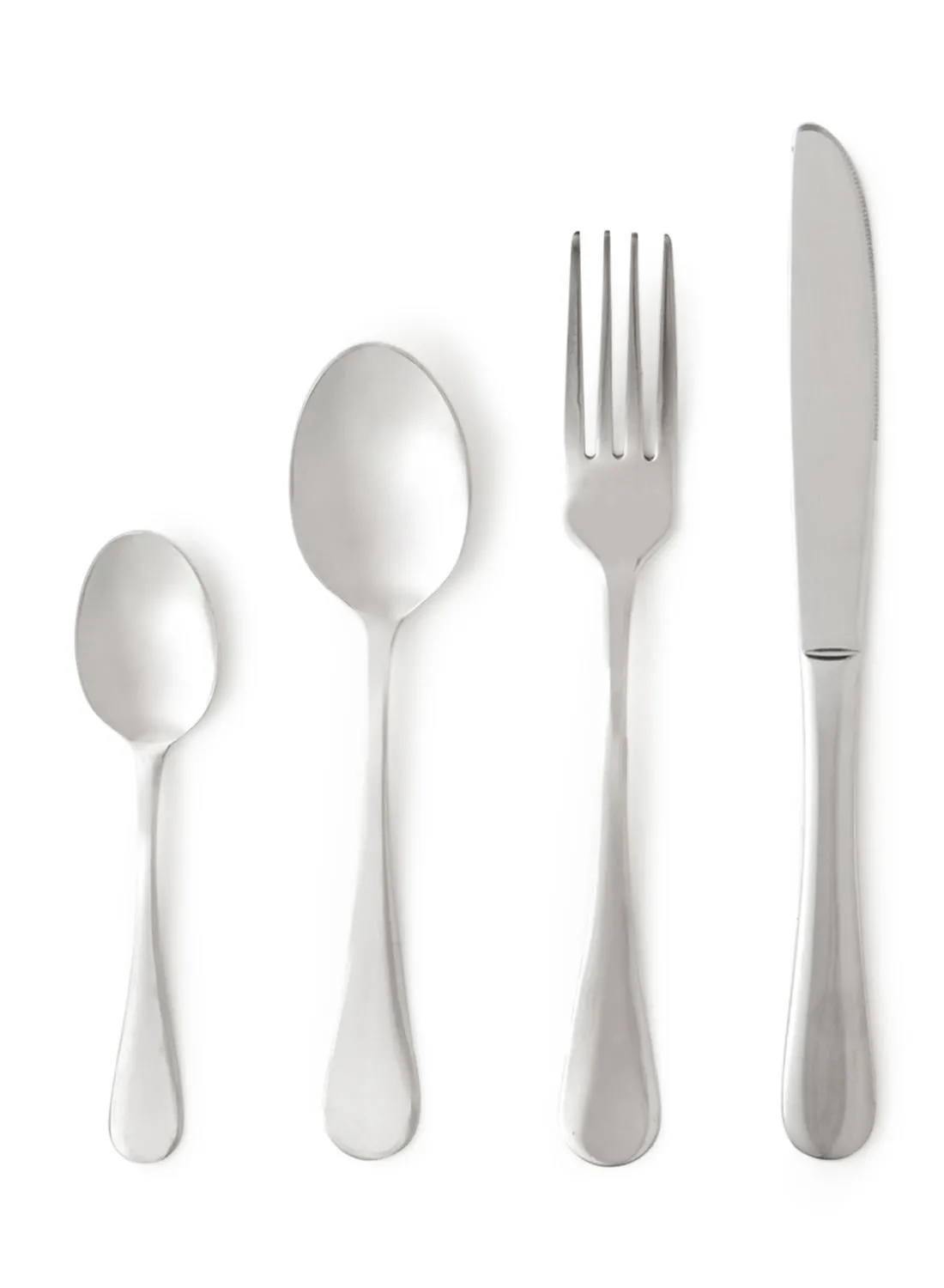 noon east 16 Piece Cutlery Set - Made Of Stainless Steel - Silverware Flatware - Spoons And Forks Set, Spoon Set - Table Spoons, Tea Spoons, Forks, Knives - Serves 4 - Design Silver Melody