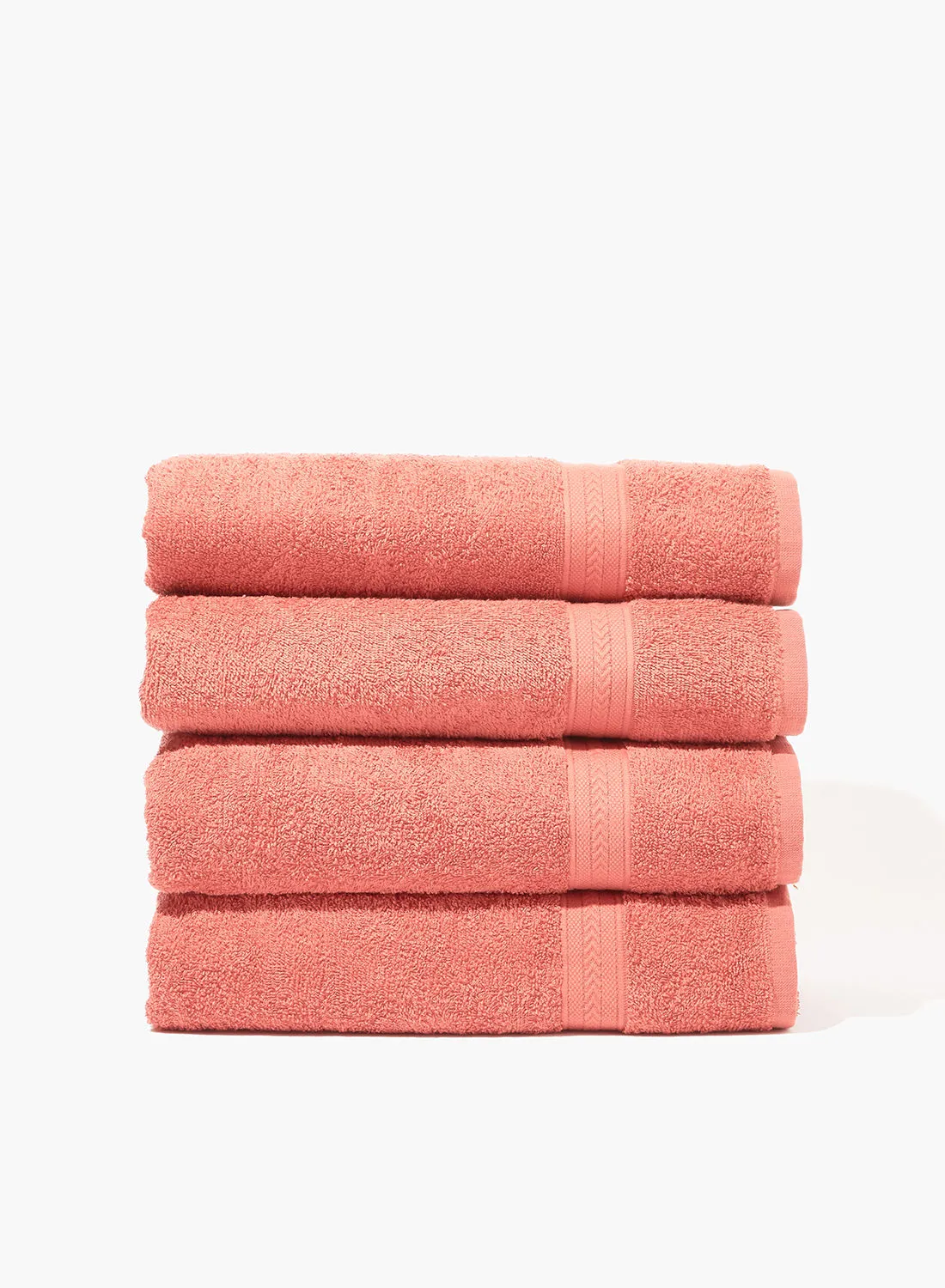 Amal 4 Piece Bathroom Towel Set - 400 GSM 100% Cotton Terry - 4 Bath Towel - Pink Color -Quick Dry - Super Absorbent