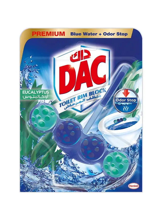 Dac Active Toilet Rim Block Blue Water With Cleaninness With 50% More Shine Extra Freshness Cleaning Foam And Dirt With Anti-Limescale Protection Eucalyptus Blue 50grams