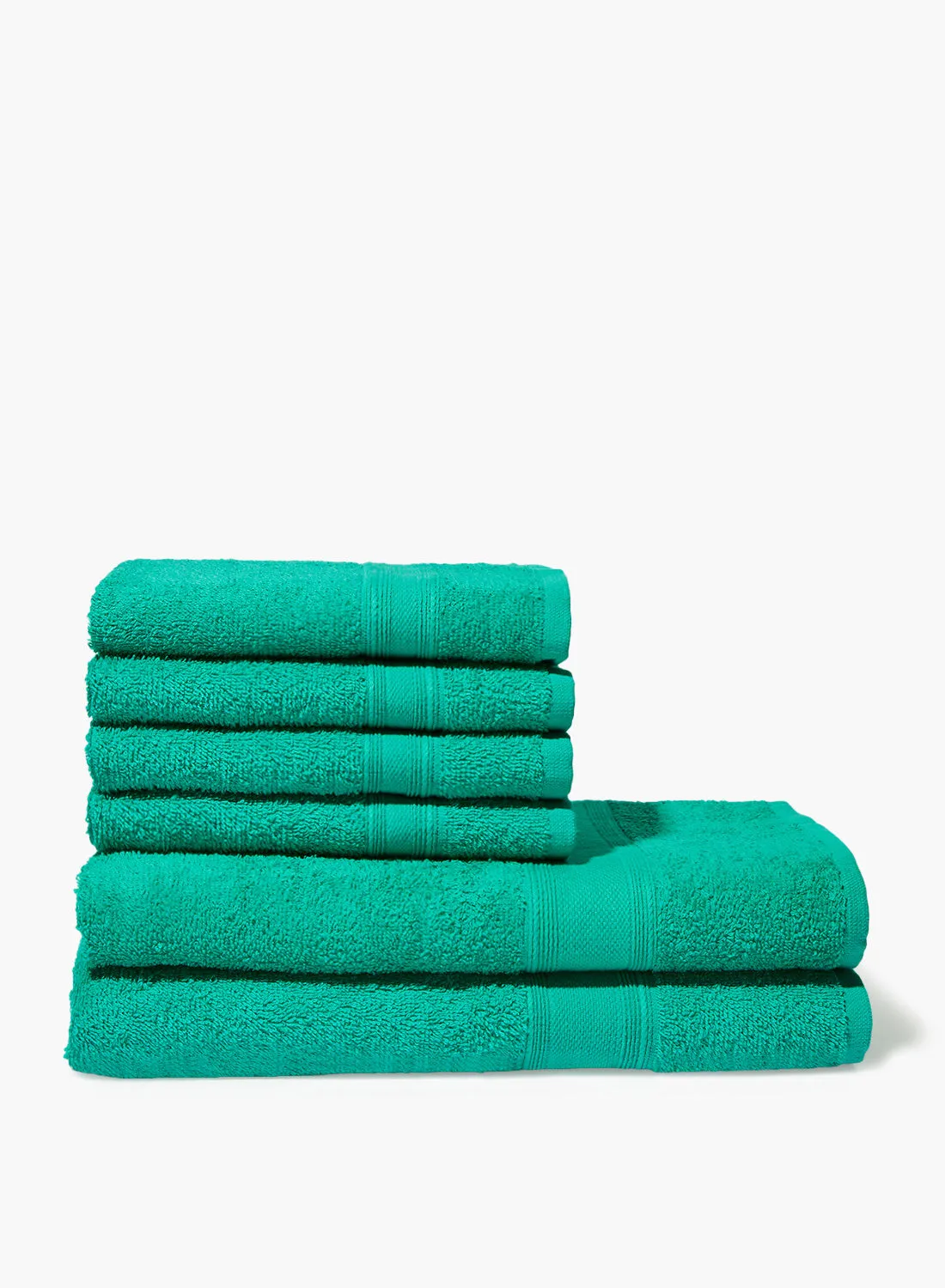 Amal 6 Piece Bathroom Towel Set - 400 GSM 100% Cotton Terry - 4 Hand Towel - 2 Bath Towel - Emerald Color -Quick Dry - Super Absorbent