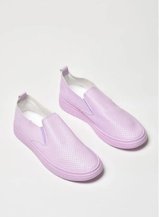 Cobblerz Dotted Texture Detail Lightweight Casual Slip-On Shoes Purple