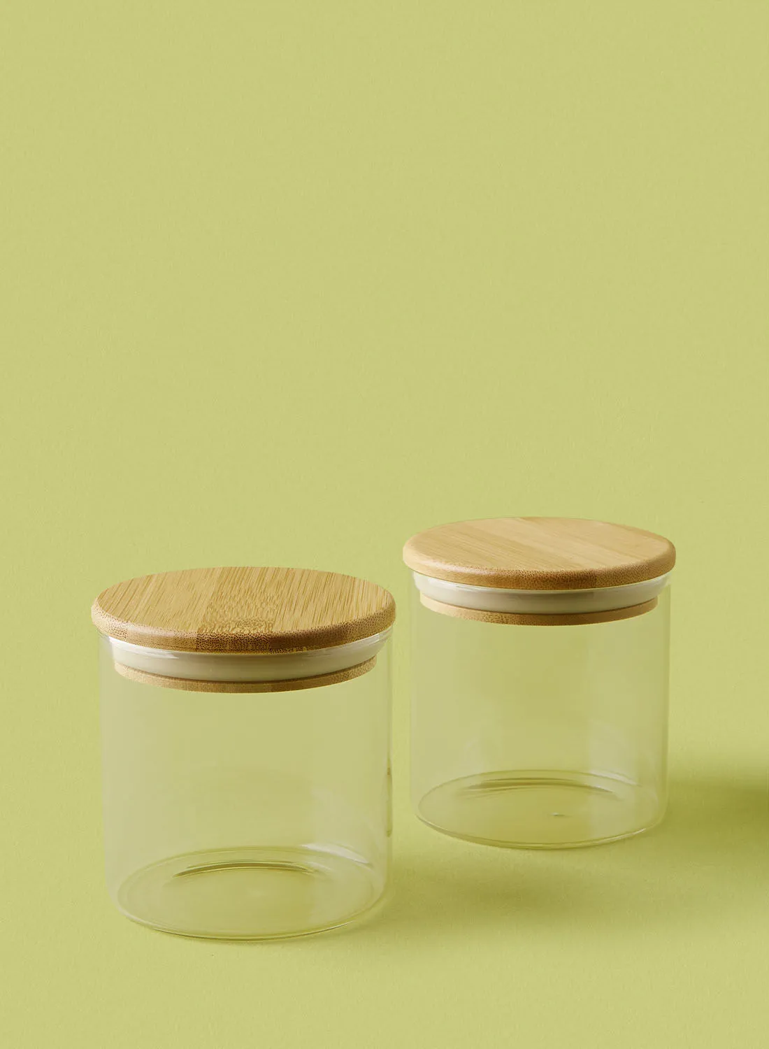 Noon East 2 Piece Glass Food Storage Container Set - 500 ml Each - Airtight Bamboo Lids - Food Storage Box - Storage Boxes - Kitchen Cabinet Organizers - Glass Food Container - Clear Clear 2-Piece - 500ml