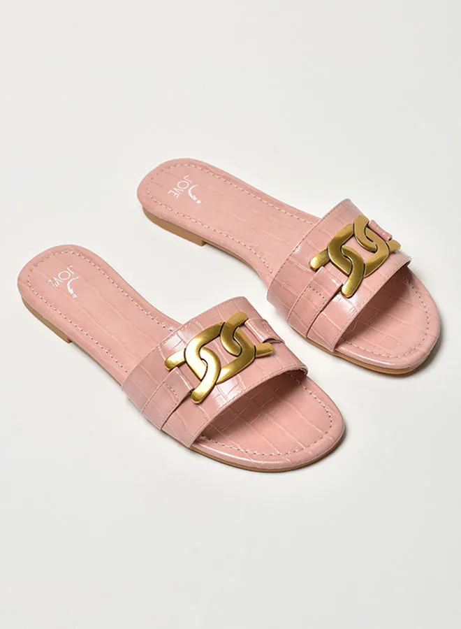 Jove Broad Strap Flat Sandals Pink