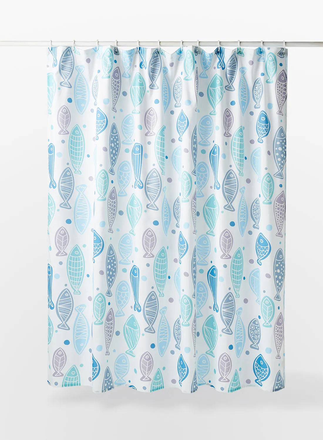 Bebi Printed Shower Curtain With Rings - Aqua 180 x 180cm