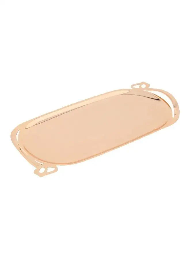 Alsaif Iron Steel Serving Tray Self Plain Handle Gold Small 29.9x13.6cm 