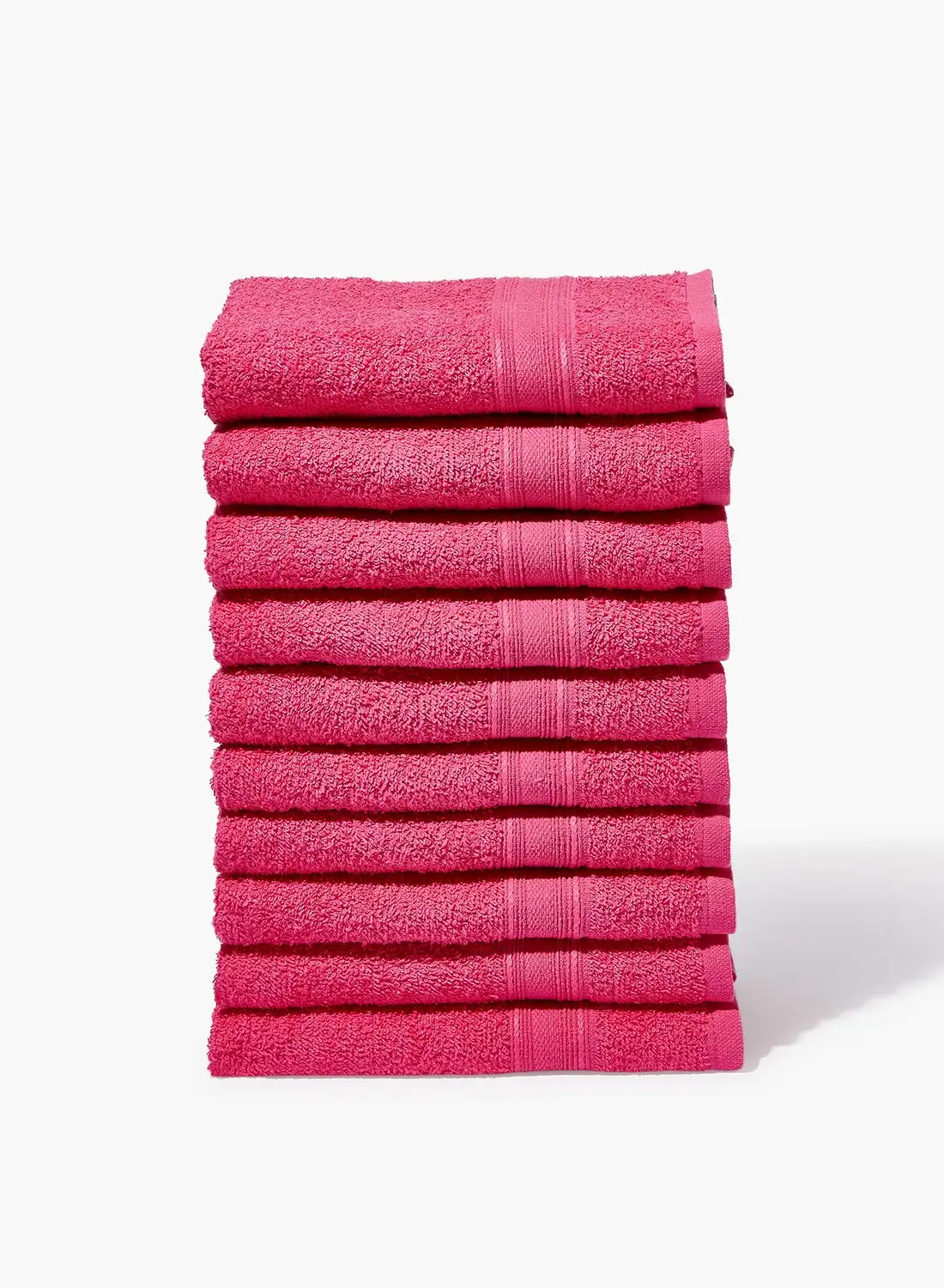 Amal 10 Piece Bathroom Towel Set - 400 GSM 100% Cotton Terry - 10 Face Towel - Fuchsia Color -Quick Dry - Super Absorbent
