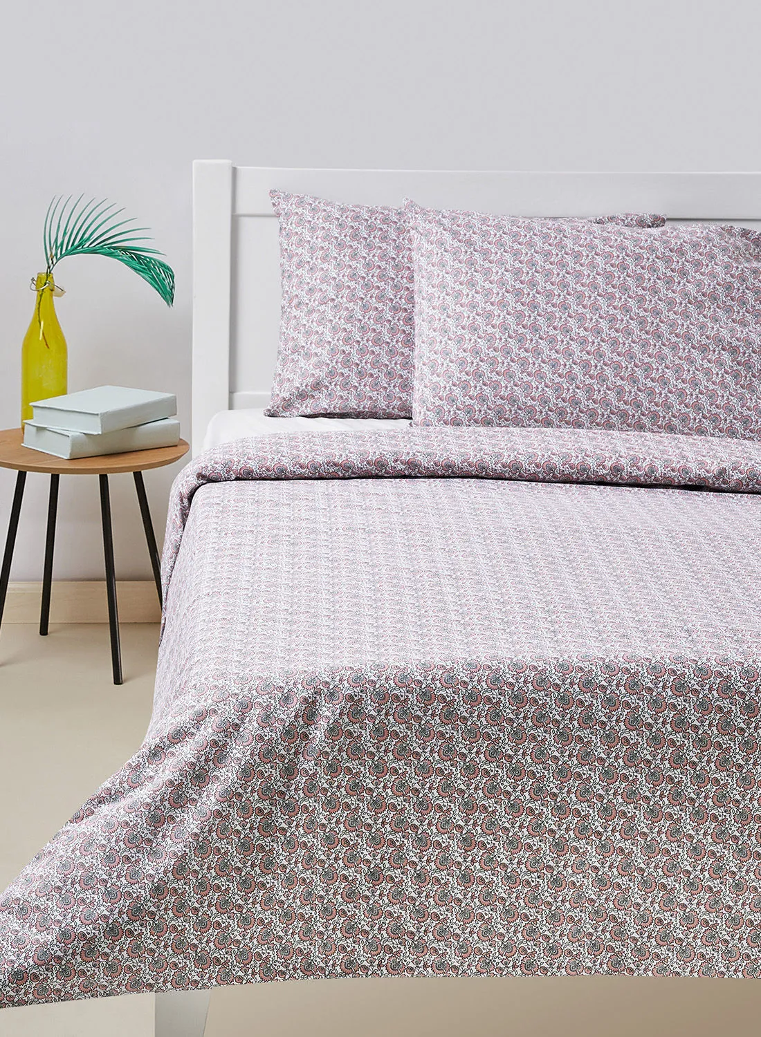 Amal Duvet Cover Set With Pillow Cover 50X75 Cm, Comforter 160X200 Cm - 100% Cotton Adhira Percale Rotary Print - 144 Thread Count Cotton Purple/Red Twin