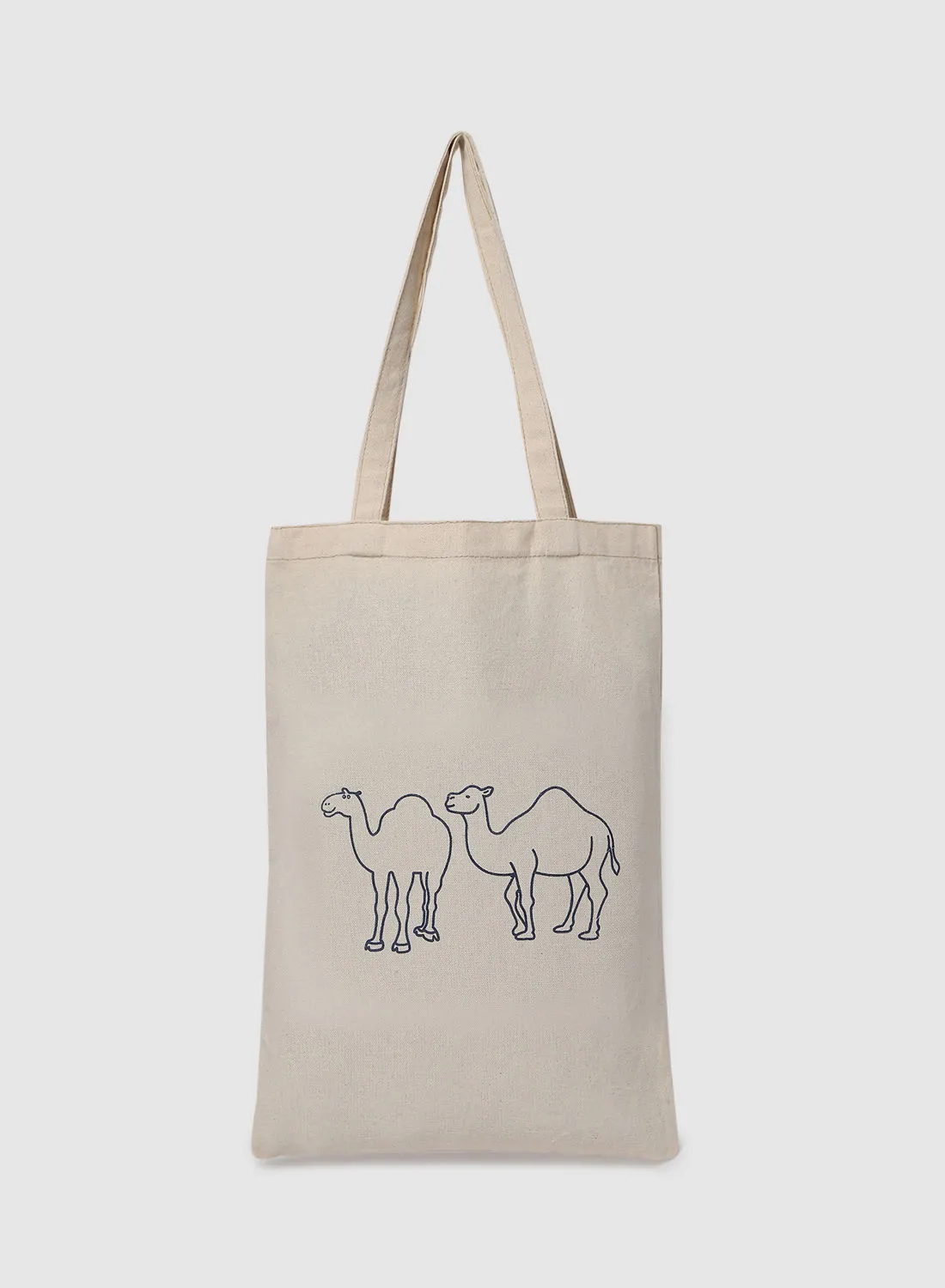 Amal Camel Print Canvas Shopping And Grocery Bag Color Shade May Vary Navy Blue/Beige