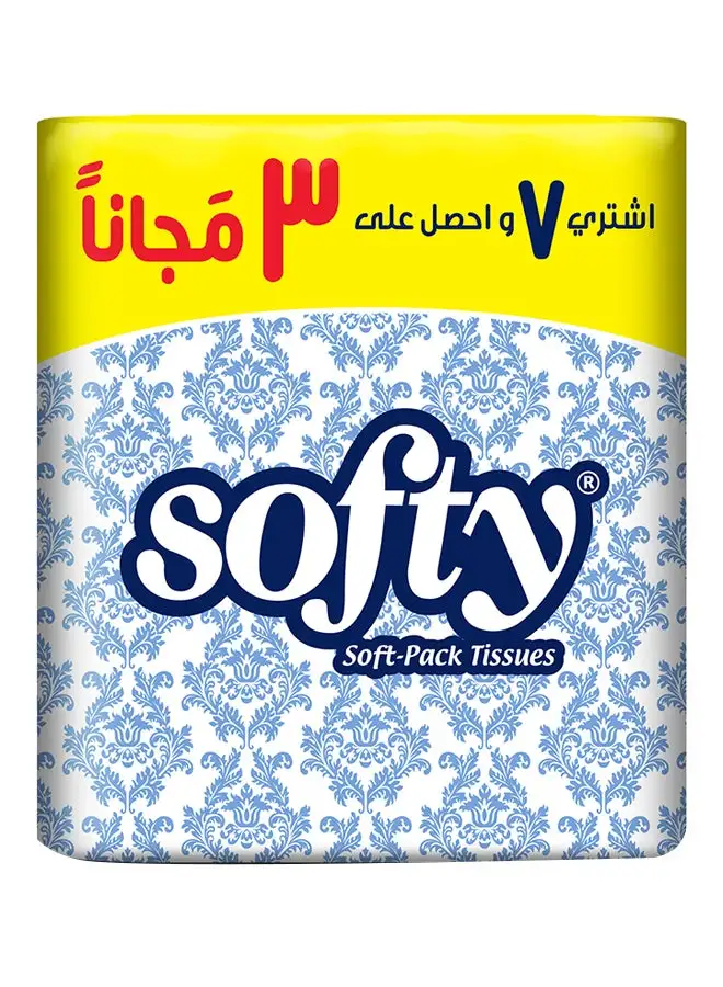 softy 2 Ply Facial Tissue For Face And Hands 10 Pieces White 130 Sheets