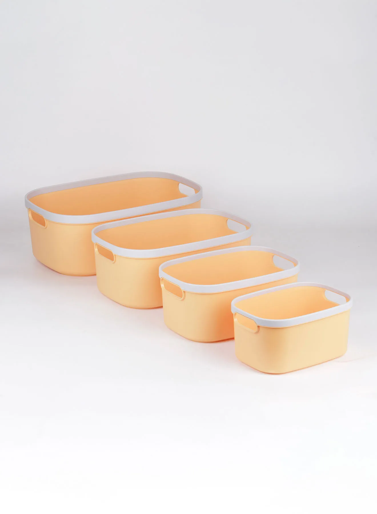 Amal 4-Piece Storage Basket 2-Tones Set Convenient to use Daily Simple Storage Hygienic and Organized TG51462S4 Yellow/White 17 x 44 x 30cm