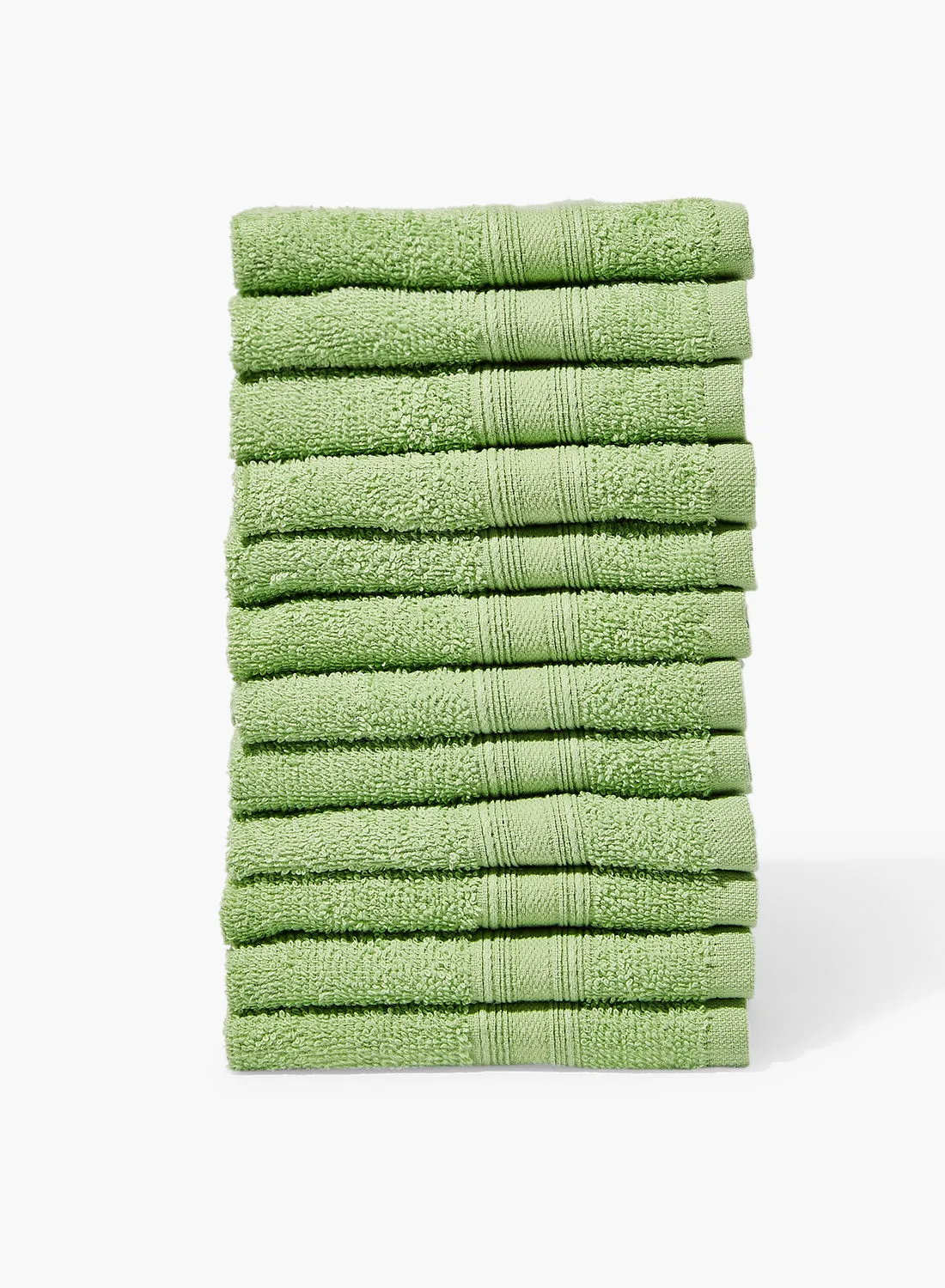 Amal 12 Piece Bathroom Towel Set - 400 GSM 100% Cotton Terry - 12 Face Towel - Green_Apple Color -Quick Dry - Super Absorbent