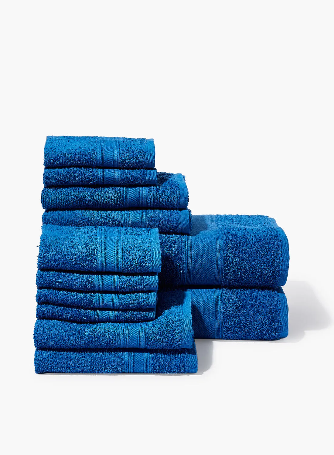 Amal 12 Piece Bathroom Towel Set - 400 GSM 100% Cotton Terry - 12 Face Towel - Blue Color -Quick Dry - Super Absorbent