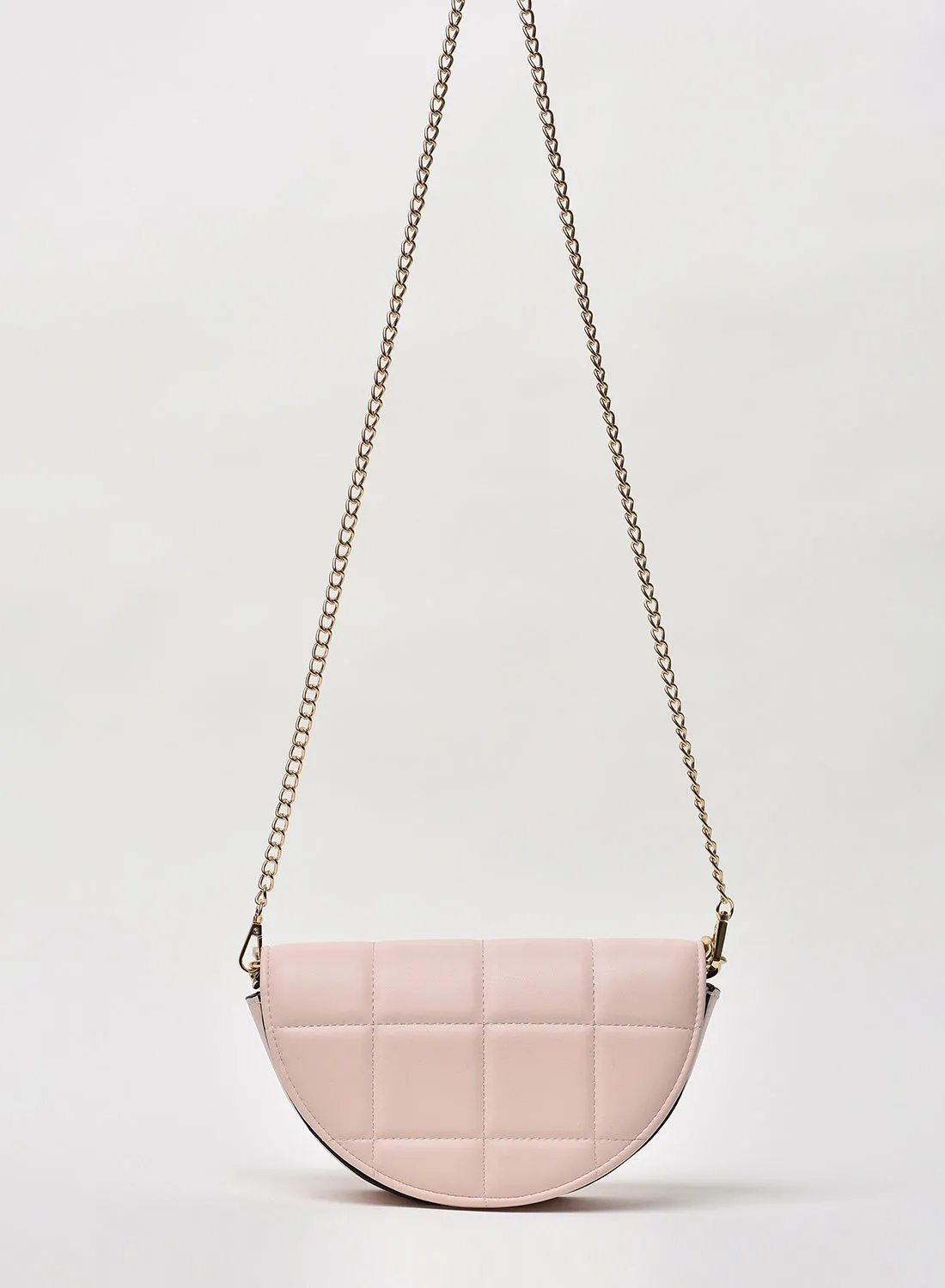 Jove Quilted Pattern Stylish Chain Strap Crossbody Bag Pink