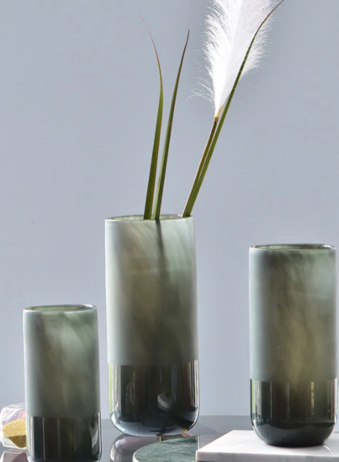 مزهرية زهور زجاجية مصنوعة يدويًا من ebb & flow مادة فاخرة فريدة من نوعها عالية الجودة للمنزل الأنيق المثالي BXG08223-401 أخضر 34.5 سم