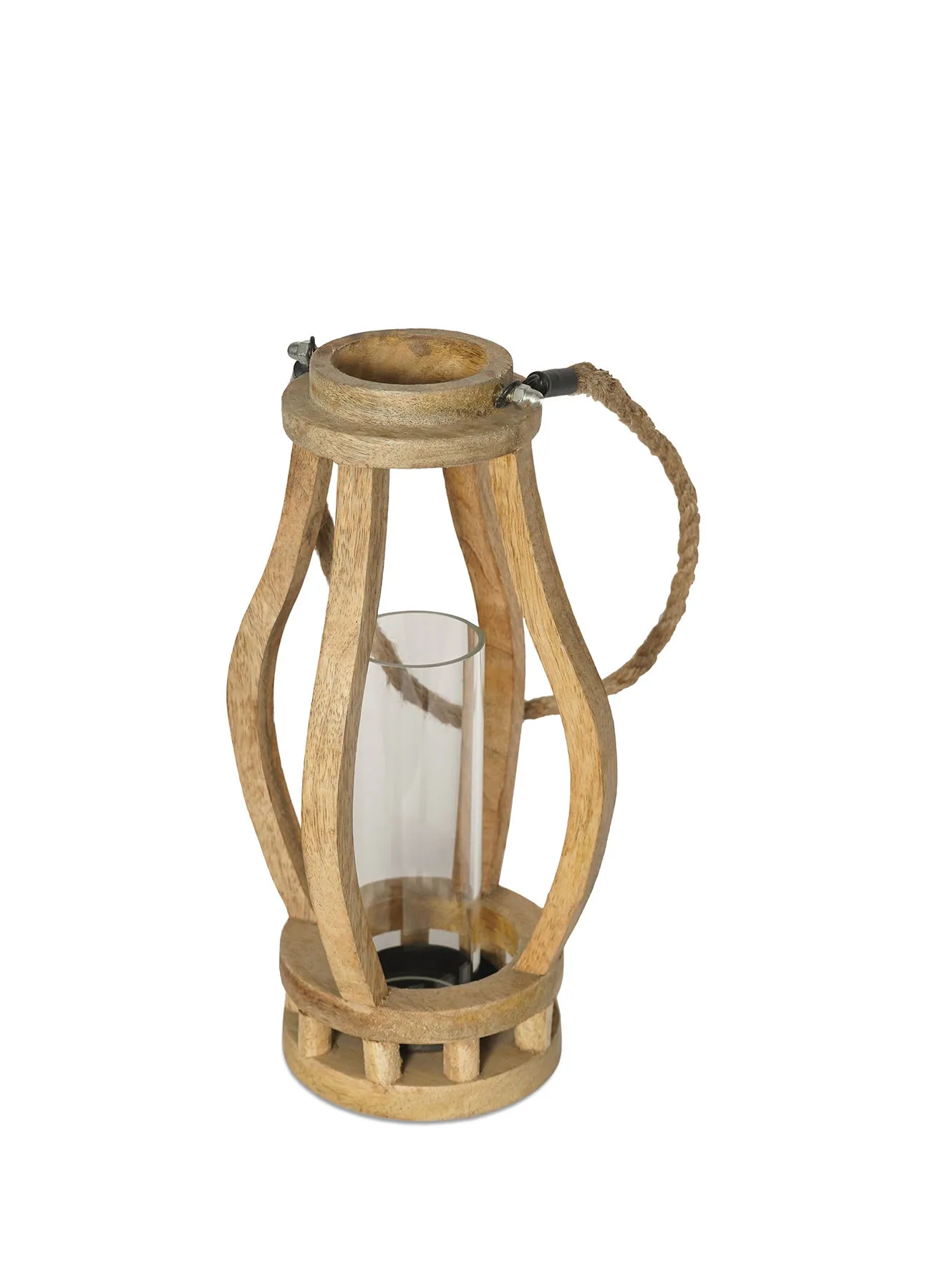 Ebb & Flow فانوس شمعة رمضان عصري مصنوع يدويًا برائحة فريدة وفاخرة الجودة لمنزل أنيق ومثالي بيج 15.36X15.36X27cm