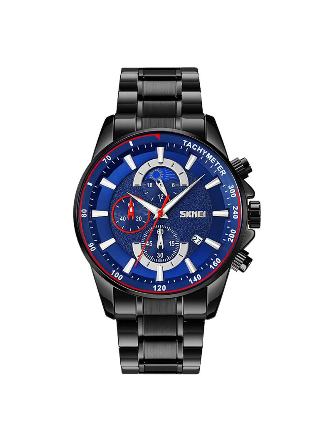 SKMEI Men's Luxury Stainless Steel Strap Watch  Chronograph Date Quartz Wristwatches 0529BKBU