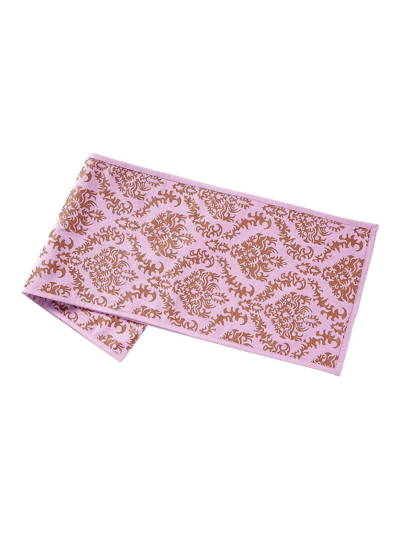 Amal Cotton Table Runner For Dining Table - Printed Table Runner - Table Linen - 30 X 180 Cm - Pink/Gold